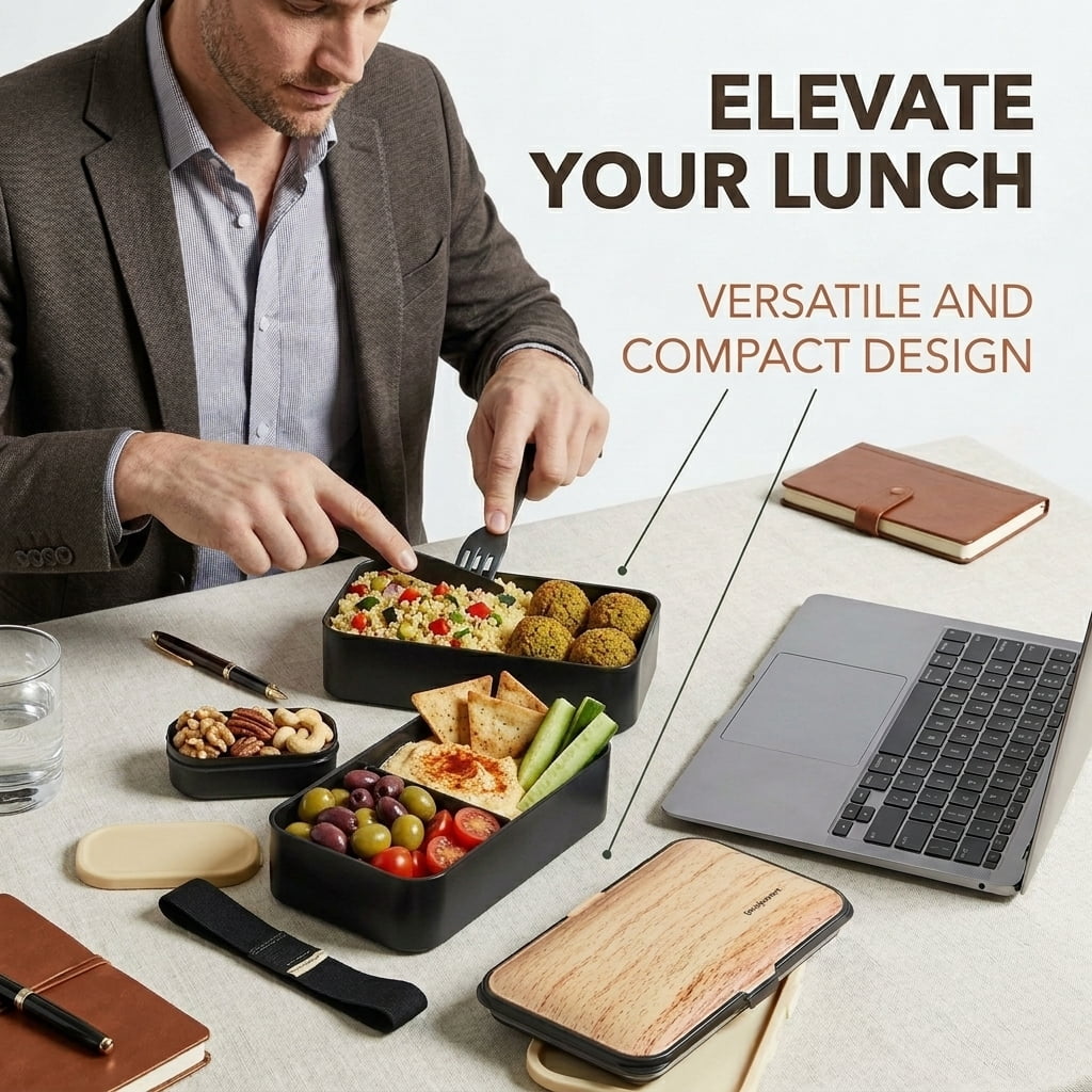 Bento Box Adult Lunch Box with Compartments, BPA-Free Leak-Resistant Lunch Container, Microwavable Meal Prep Box with Utensils, Chopsticks & Sauce Container for Women and Men