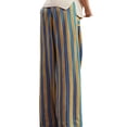 thumbnail image 3 of Women Drawstring Striped Pants Loose Wide Leg Trousers Casual Low Waist Pants with Pockets Yellow & Blue S, 3 of 9