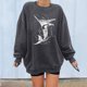 thumbnail image 3 of Gibobby Sudadera sin capucha y ocio Top con estampado a la para mujer, sudadera cálida de manga larga, camisa holgada informal con cuello redondo, de blusa (Gris, L), 3 of 5