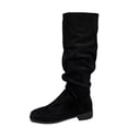 thumbnail image 2 of Knee High Boots for Women Slouchy Round Toe Low Chunky Heel Fashion Comfortable Boot for Fall Winter Black 6, 2 of 7