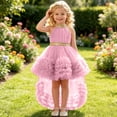 thumbnail image 2 of Flower Girls Dress High Low Wedding Dresses Gown with Bow Back Birthday Party Swing A-Line Dresses,3-4Years, 2 of 7