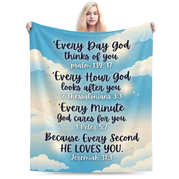 Bible Verse Blanket with Inspirational Thoughts and Prayers- Religious Throw Blanket Soft Cozy Plush Warm Blankets for Women Men Gift 50x40