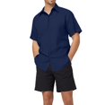 thumbnail image 1 of Men's Linen Short Sleeved Mens Button Crotch Shirt T Shirt Loose Undershirt Large Button Down Shirt Solid Color Short Sleeved Cotton Linen Shirt for Men Beach Plus Size Men Short Sleeved Shirt, 1 of 8