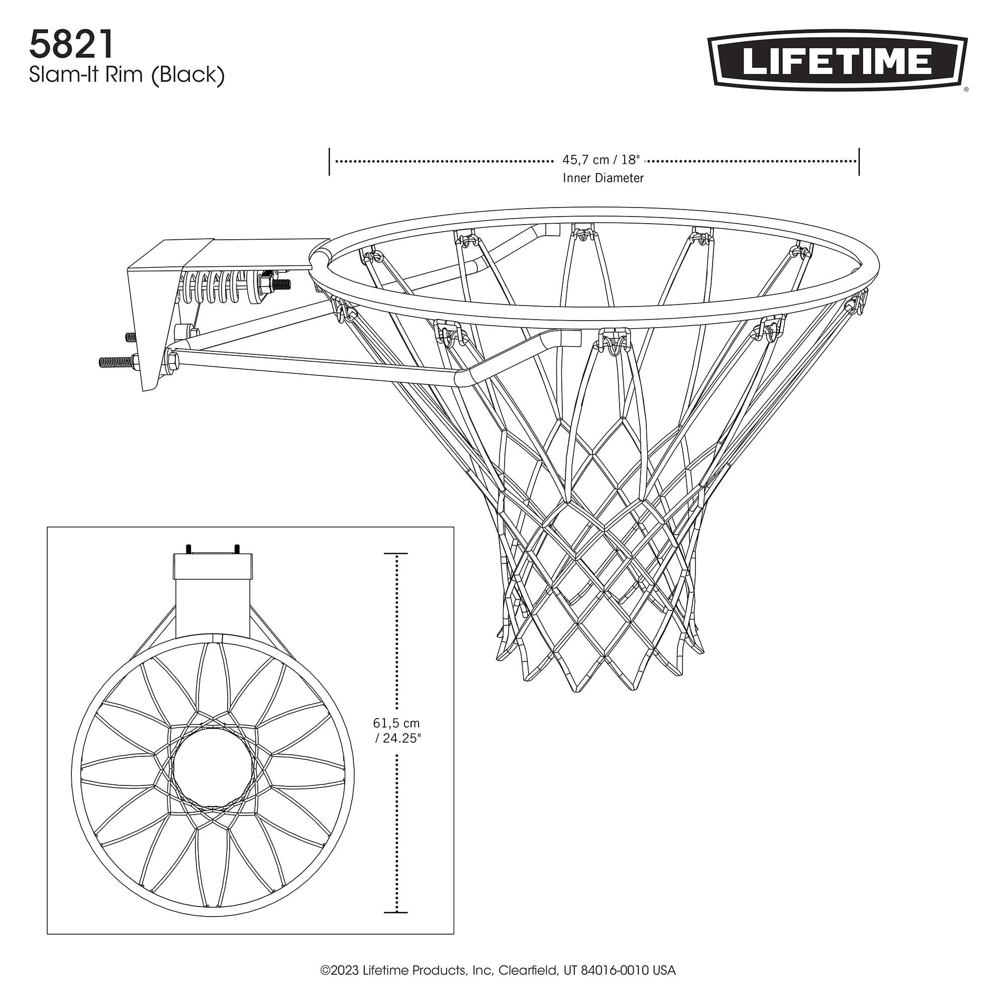 Lifetime Slam-It Basketball Rim with Net Included, Outdoor Use, Ages 8+, Black, 1 Count (5821)