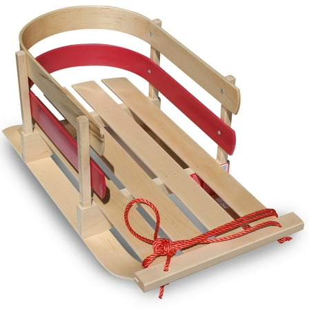 Flexible Flyer Baby Pull Sled. Wood Toddler To-Boggan. Wooden Sleigh for Kids