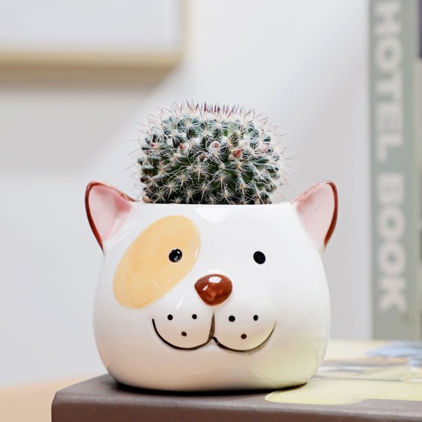 HanYou TC - Maceta de cerámica con diseño de animales, pintada a mano