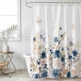 thumbnail image 6 of Navy Blue Spring Floral Shower Curtain Set - Small 36" x 72" Washable Bathtub Curtain with 12 Hooks, Elegant Pastoral Flowers Watercolor Waterproof Fabric Shower Curtains for Bathroom/Bathtub Décor, 6 of 6