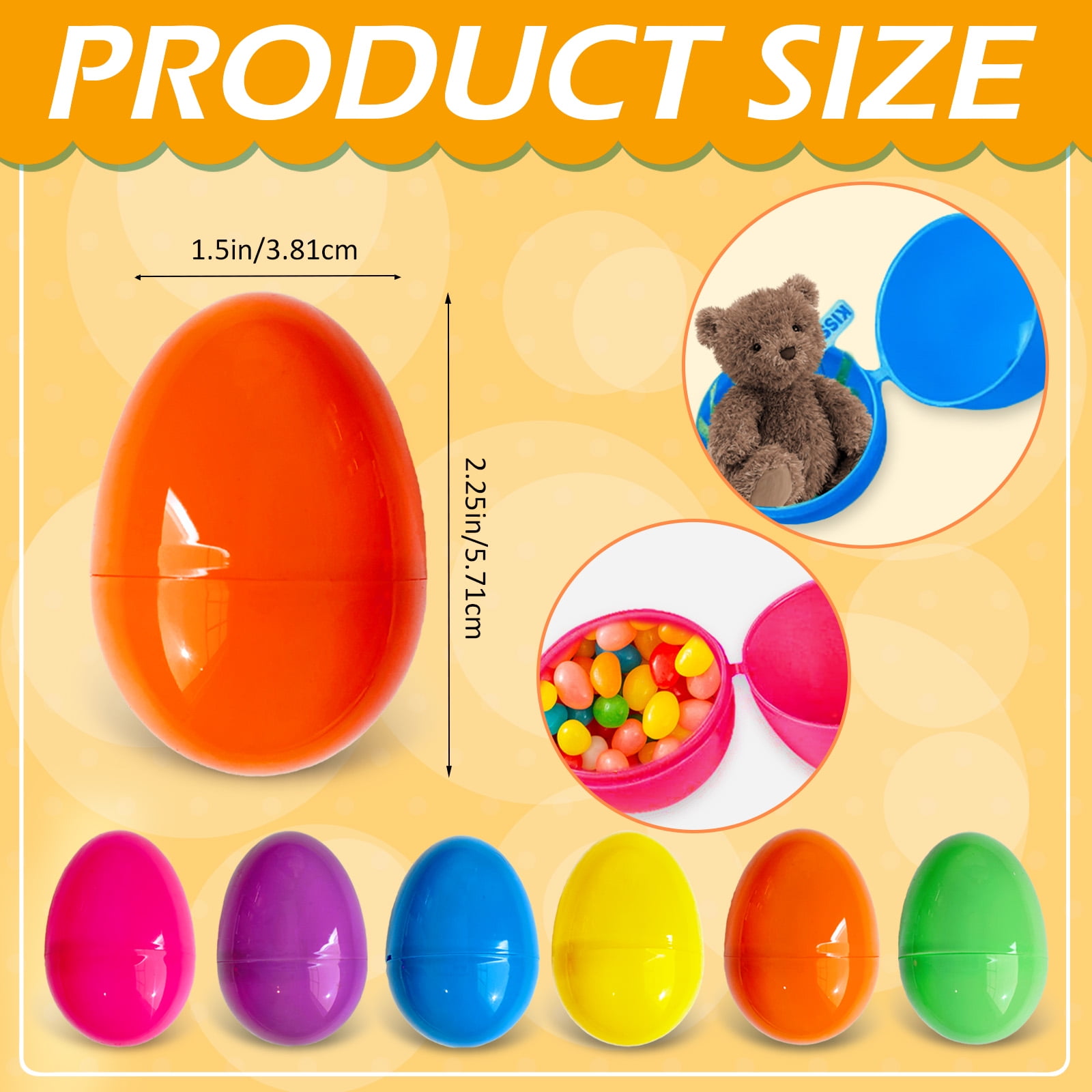 50 Pcs Easter Eggs, 2.25" Plastic Easter Eggs for Easter Hunt,Easter Themed, Decorations, Basket Stuffers Fillers