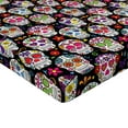 thumbnail image 2 of Ambesonne Sugar Skull Fitted Sheet, Skeleton Theme, Queen Size, Multicolor, 2 of 3