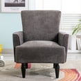 thumbnail image 2 of Seizeen Modern Linen Fabric Accent Chair, Upholstered Comfy Arm Chair for Bedroom, Living Room Stuffed Single Sofa Chair with Wood Legs, Gray, L0410, 2 of 10