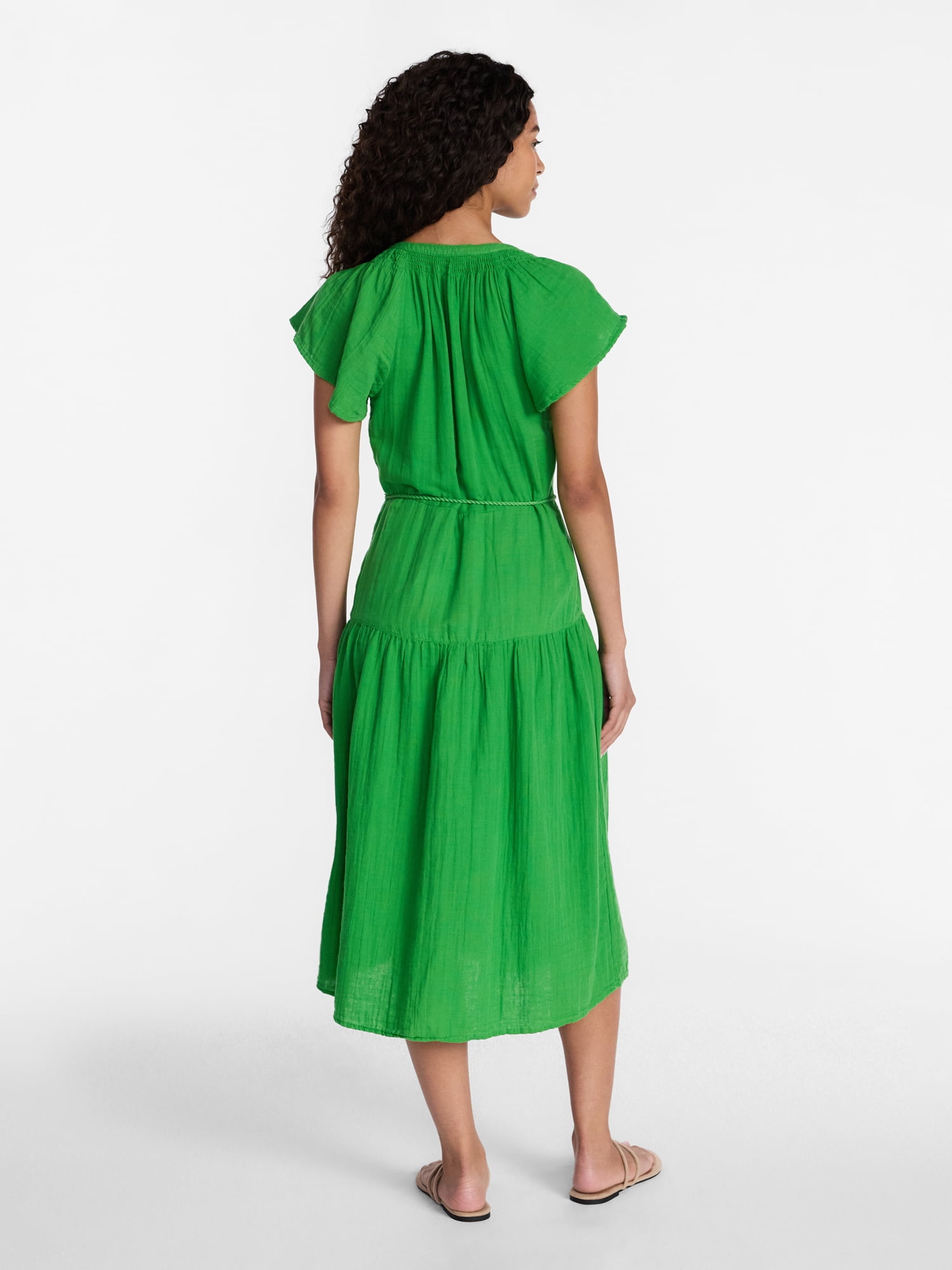 Time and Tru Women's Double Cloth Midi Dress, Sizes XS-4X
