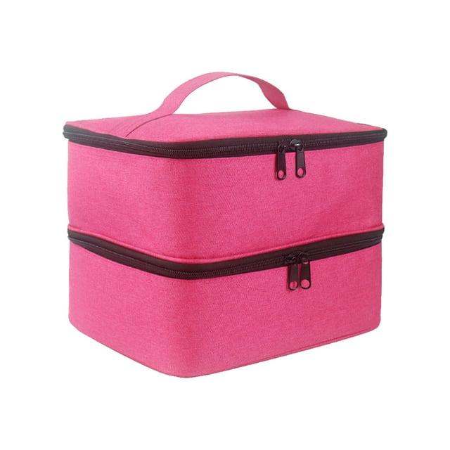Vogacara Aspecto elegante: organice y almacene la colección de esmaltes de uñas con facilidad y bolsa de transporte para esmaltes de uñas. Juegos de manicura Rosa roja