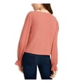 thumbnail image 2 of FRESHMAN FOREVER Womens Coral O-ring Smocked Cuffs Long Sleeve V Neck Top Juniors XL, 2 of 4
