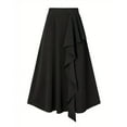 thumbnail image 2 of Zshosam Women's Chiffon Elastic High Waist Pleated A-Line Flared Maxi Skirts(Black,3XL), 2 of 3