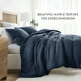 thumbnail image 2 of Noble Linens 3 Piece Navy Waffle Textured All Season Down-Alternative Comforter Set, King/Cal King, 2 of 7
