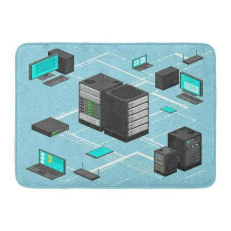 - GODPOK Arrow File Data Network Management Isometric Map with Networking Servers Computers and Device Cloud Flat Rug Doormat Bath Mat 23.6x15.7 inch
