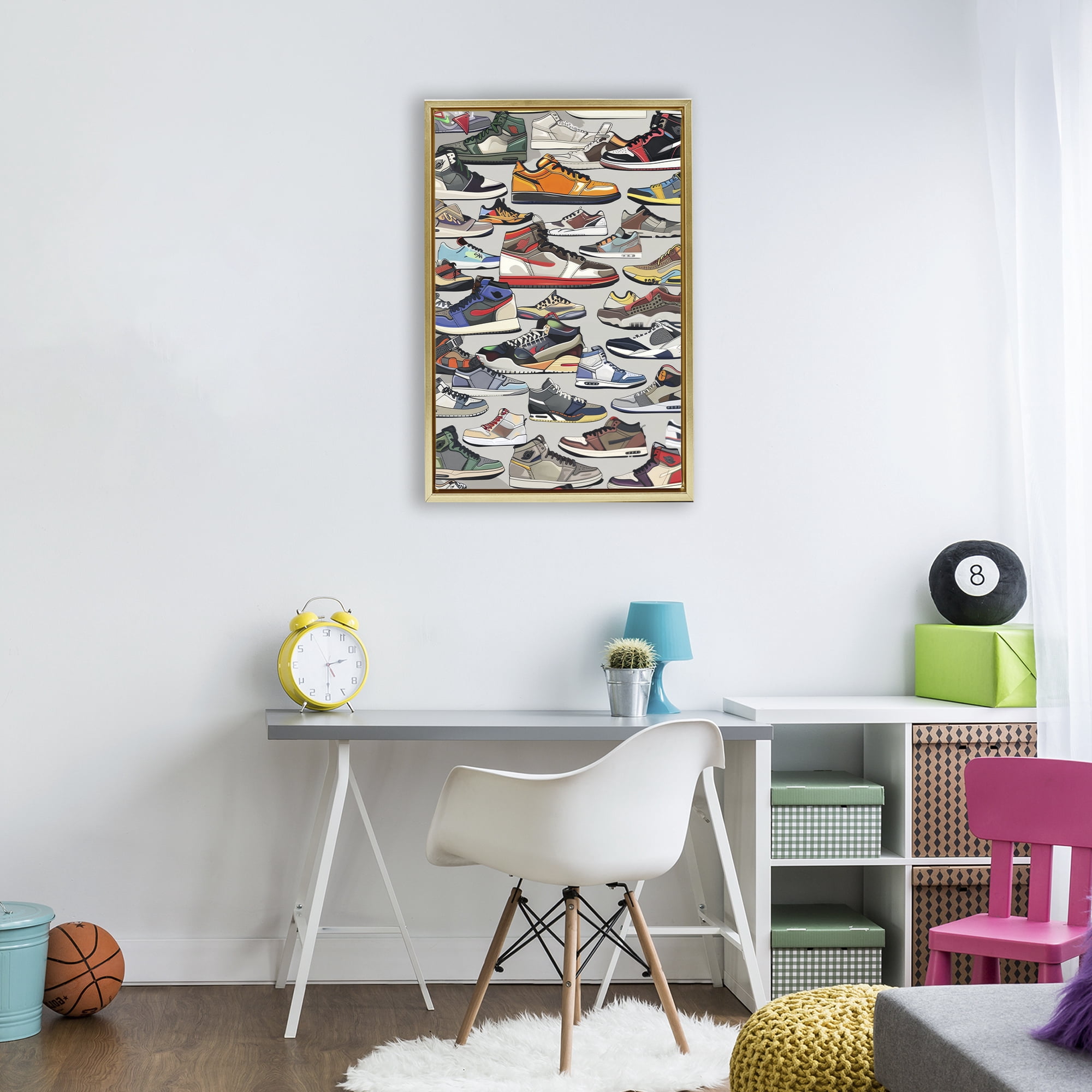 Stupell Industries Shoe Time Urban Styles Gold Framed Floater Canvas Wall Art, design by Ray Powers