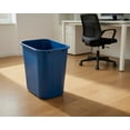 thumbnail image 4 of 7 Gallon / 28 Quart Blue Rectangular Plastic Wastebasket Trash Can - Slim Space-Saving Open Top Garbage Bin for Bedroom, Bathroom, Office, and Home, 4 of 5