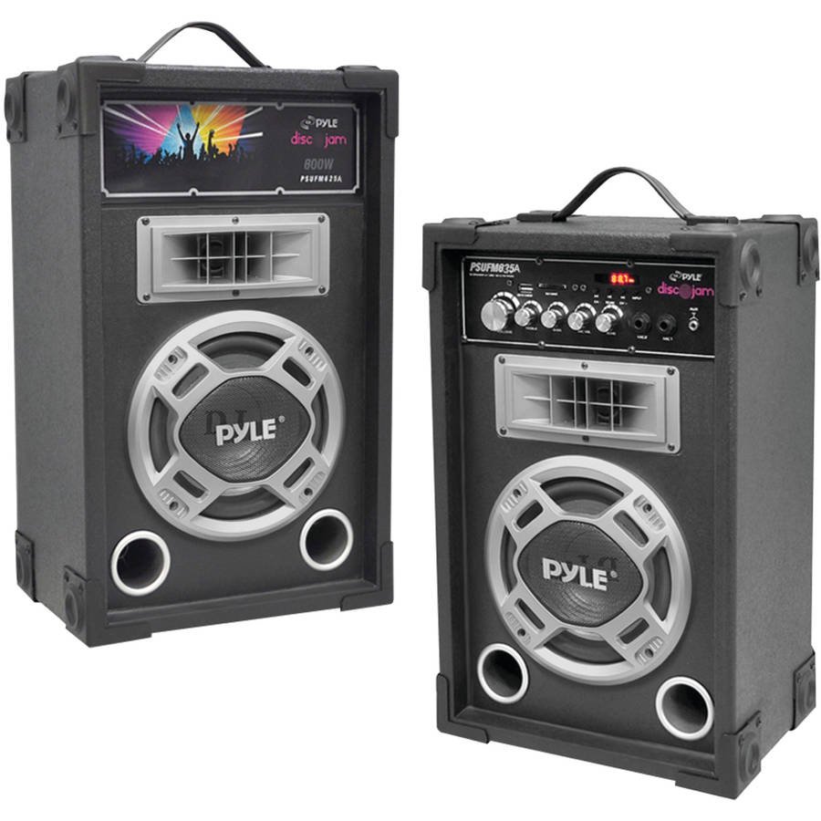 Pyle Pro Dual 800Watt Disco Jam Powered 2Way PA Speaker System with