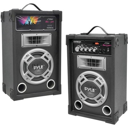 Pyle Pro Dual 800-Watt Disco Jam Powered 2-Way PA Speaker System with Auxiliary