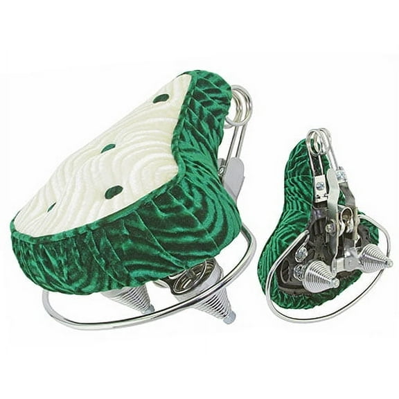 Beach Cruiser Seat Velour Green and White. Bike Seat, bike saddle, Bicycle seat, bike saddle, bike parts, bicycle parts