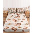 thumbnail image 2 of Twin Sze Fitted Sheet Set - Brown Botanical Fall 2 Piece Bedding Sets 16" Deep Pocket Fitted Sheet with 1 Pillowcase, Pastoral Maple Leaf Autumn Rustic Brushed Microfiber Hotel Luxury Bed Sheets, 2 of 9