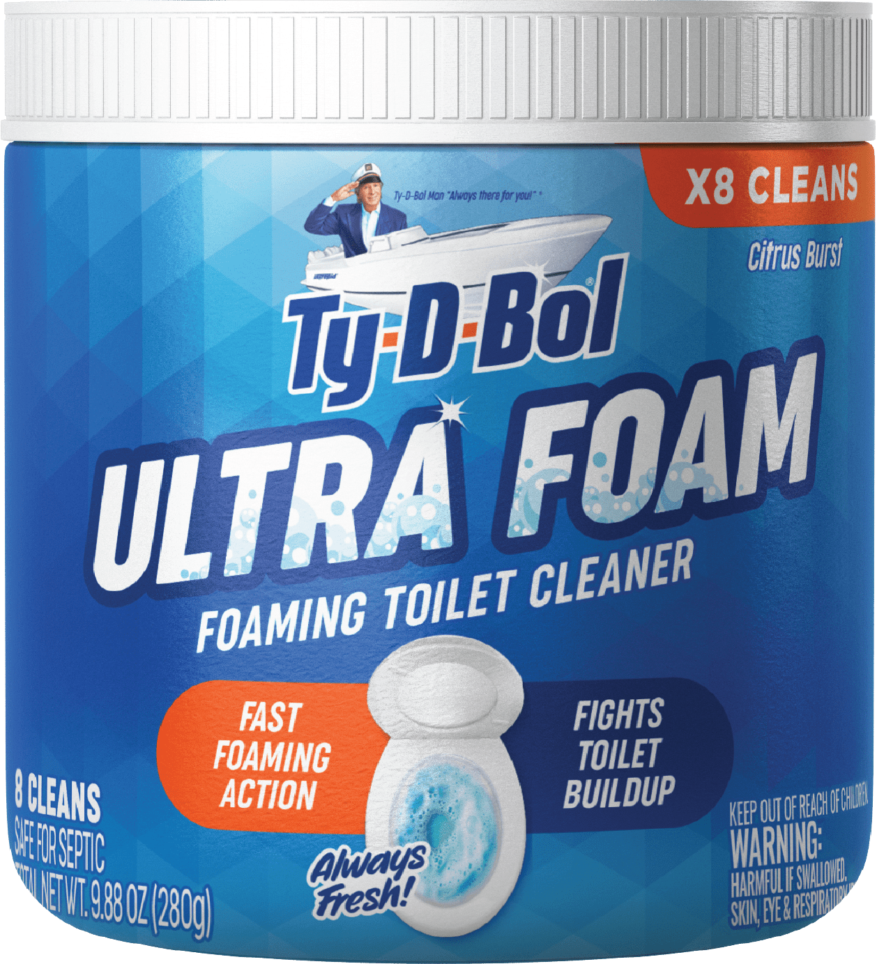 (2 pack) Ty-D-Bol Ultra Foam Toilet Bowl Cleaner, Citrus Scent, 8 Cleans