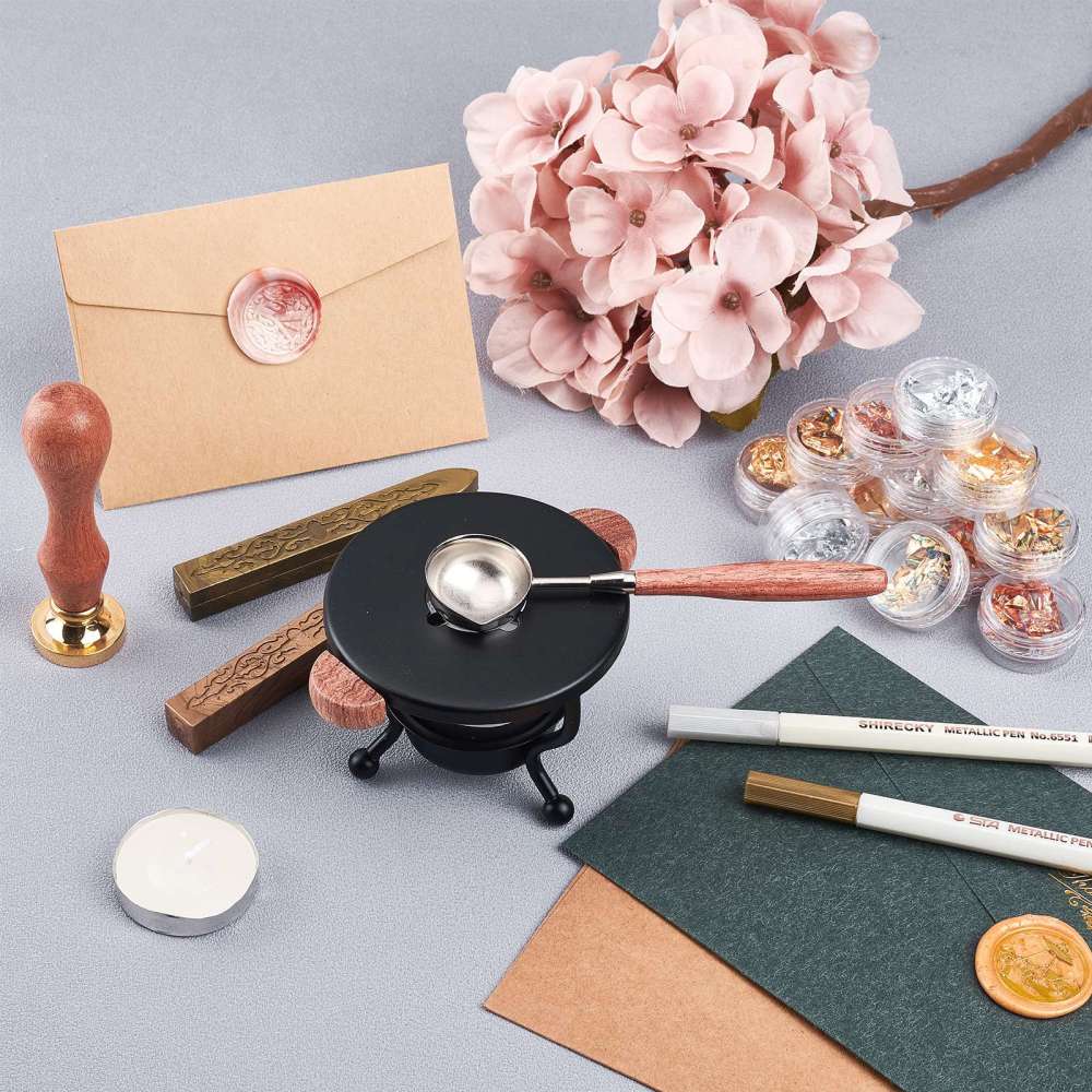 DIY Scrapbook Kits with Wood Alloy Wax Furnace Sealing Wax Sticks without Wicks Candle Metallic Marker Pens UV Gel Nail Art Tinfoil Marble Pattern Porcelain Cup Coasters Mixed color 9.8x7.6x6cm