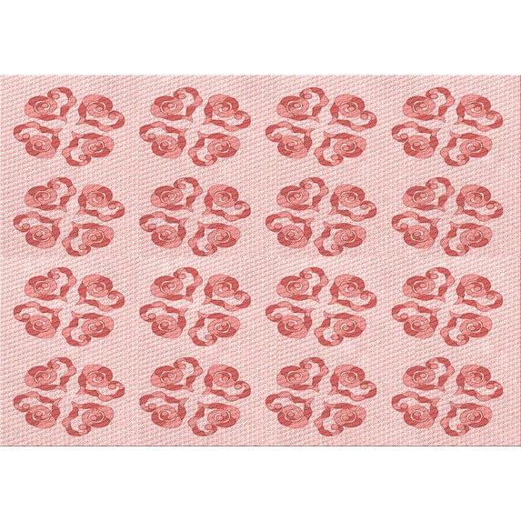 Ahgly Company Indoor Rectangle Patterned Light Red Pink Area Rugs, 4' x 6'