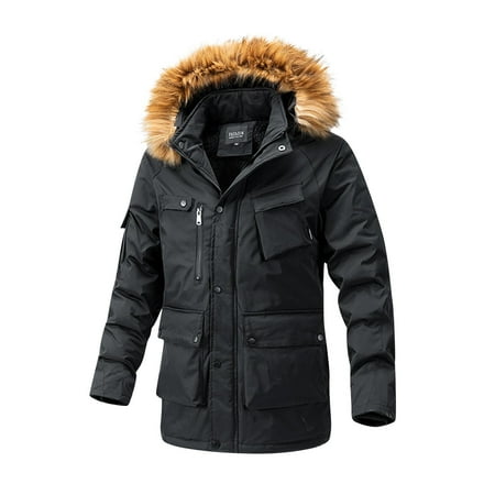 Olyvenn Men s Mountain Waterproof Ski Jacket Windproof Rain Windbreaker Winter Wool Fleece Lined Hooded Snow Coat with Pockets Black 8