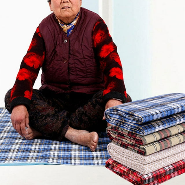 Large Multicolor Urine Mats TPU Waterproof Cotton Foldable Incontinence Pad Foldable Diaper Absorbent Mattress Nappy Bed Sheets Blue Plaid2