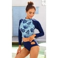 thumbnail image 4 of Women Long Sleeve Swimsuit Two Piece Rash Guard UPF 50+ Floral Swimwear, 4 of 6