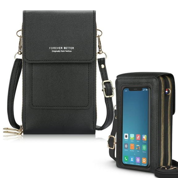 TSV Touch Screen Cell Phone Bag, Crossbody Shoulder Pouch Purse, Key Card Case