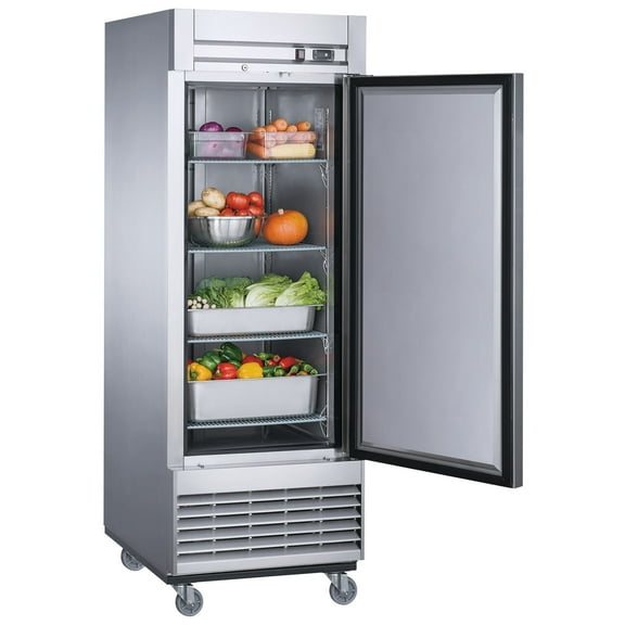 NSF 28 in. Single Door Commercial Refrigeratot 18 Cu.Ft. Solid Door Stainless Steel Reach-In Refrigerator, ETL