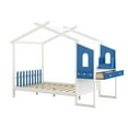 thumbnail image 6 of Full Size House Bed with Desk and Drawers for Kids, White & Blue, 6 of 15