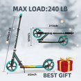 thumbnail image 4 of Kids & Adults Scooter, Adjustable Handlebar, Foldable 2-Wheel with Big Wheels,  Load 240 LBS, 4 of 6