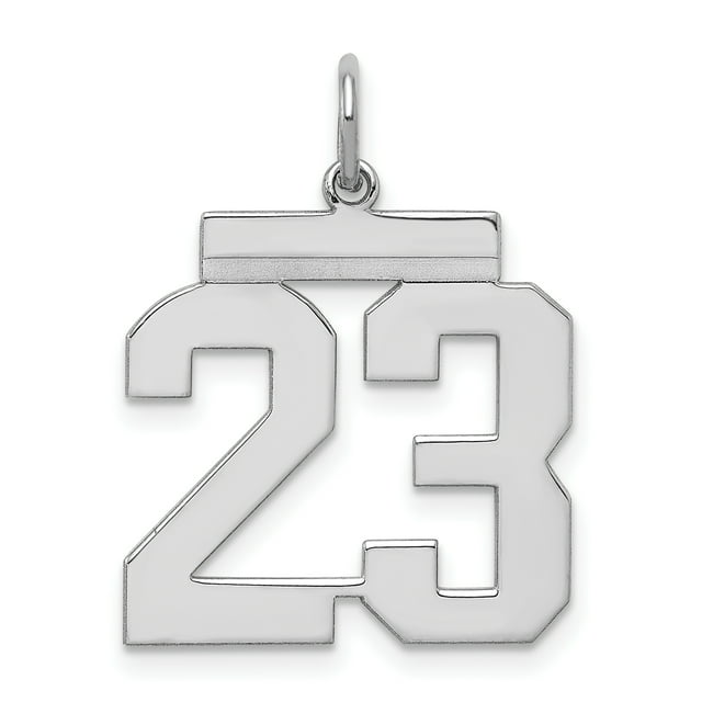 925 Sterling Silver Rhodium Plaqué Numéro 23 Pendentif Pendentif Breloques