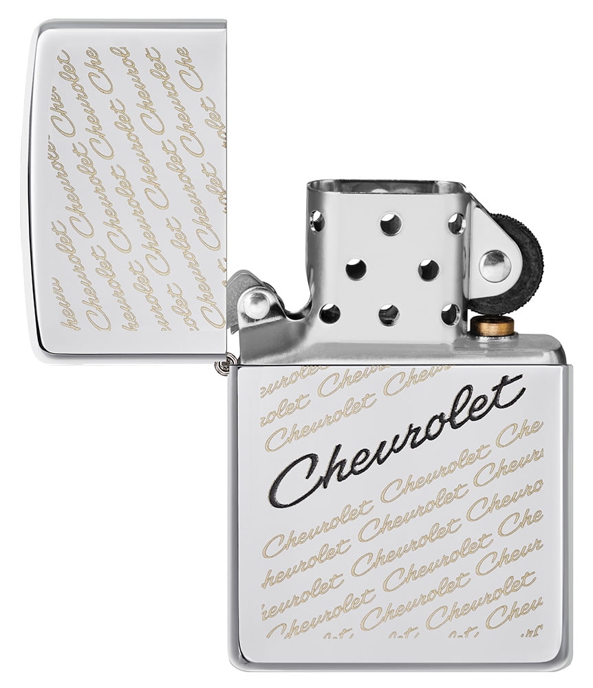 Zippo Chevrolet Script Logo High Polish Chrome Pocket Lighter