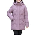 thumbnail image 2 of Wancir Womens Zipper Hooded Puffer Jacket Long Sleeve Winter Warm Down Coats with Pockets, 2 of 7