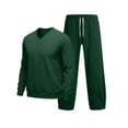 thumbnail image 6 of Men's 2 Piece Outfit Tracksuit Sets,Long Sleeve V Neck Sweatshirt and Wide Leg Sweatpants,Solid Color Casual Loungewear Sweatsuit Set for Spring Fall Daily Wear, 6 of 6