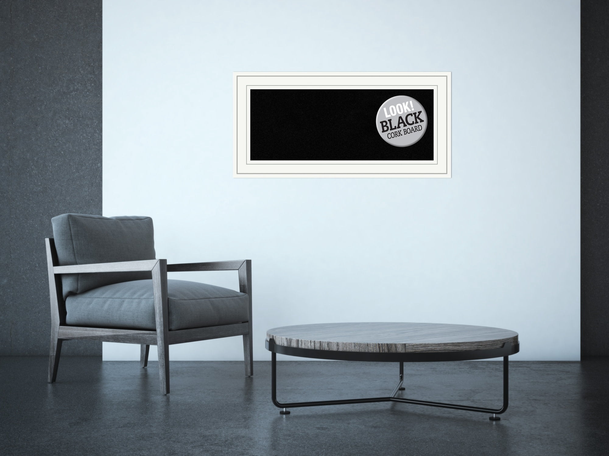 Amanti Art White Cork Board Wood Framed Craftsman White Bulletin Board 35 in. x 17 in.