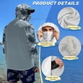 thumbnail image 4 of SEANATIVE Men's UV Protection Fishing Hoodie with Face Mask, Full Coverage Sun Guard Tops Lightweight Fishing Shirt for Running Workout Travel, 2XL, Camouflage Gray, 4 of 7