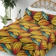 thumbnail image 3 of Ambesonne Botanical Fitted & Flat Sheet with Shams 4 Pcs Set, Autumn Leaves Repeated, Queen, Mustard and Vermilion, 3 of 5