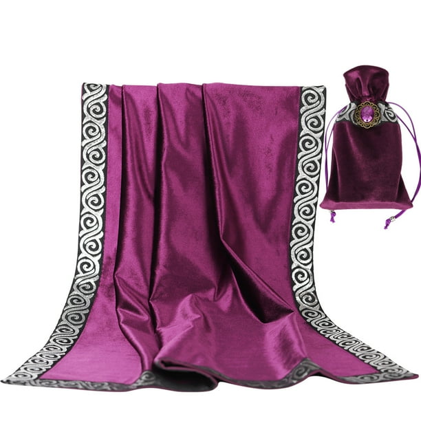 Mantel cuadrado de tarot de altar para lectura con bolsa para tarjetas, mantel de tarot de altar, adivinación, terciopelo Wicca, 24,4 x 24,4 pulgadas (púrpura 1)