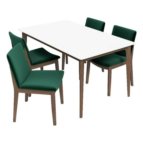 Lisette Modern Solid Wood Walnut Dining Room & Kitchen Table and Chair Set of 4