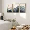 thumbnail image 3 of 3 Piece Boho Framed Mountain Forest Landscape Wall Art, 16x24 Inch Modern Nature Canvas Prints for Living Room, 3 of 6