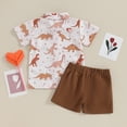 thumbnail image 4 of Toddler Baby Boys Valentine's Day Clothes Short Sleeve Dinosaur Print Shirt and Solid Color Shorts Sets, 4 of 8