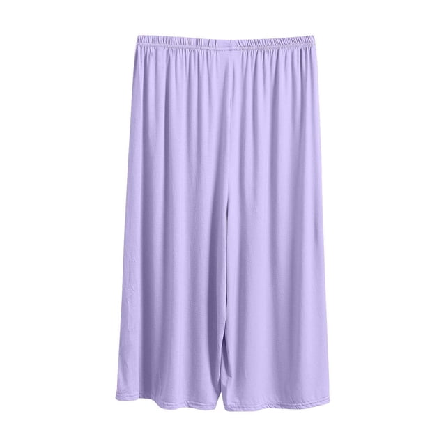 Yuyuzo Plus Size Capri Pajamas Pants For Women Causal Loose Elastic Waisted Solid Color Homewear Capris