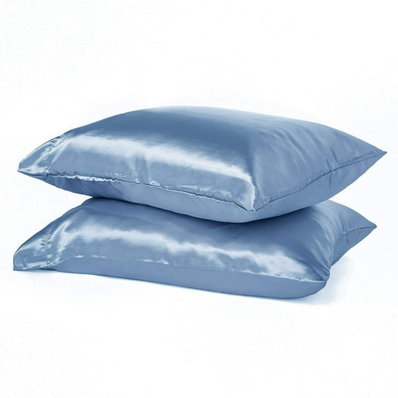 Orly'sDream Satin Pillowcase For Hair and Skin, Standard Size/Queen Size (20" x 30"), Set of 2 Envelope Closure Pillow Cases (Sky)