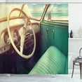 thumbnail image 1 of Ambesonne Car Shower Curtain, Vintage Car at the Seaside, 69"Wx84"L, Cream and Jade Green, 1 of 3